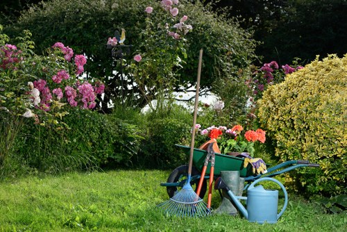Inspector reviewing hedge maintenance records on-site
