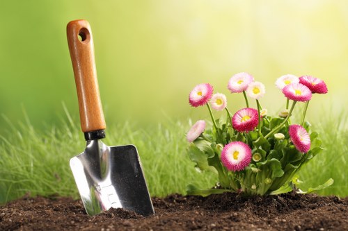 Gardeners maintaining lawns in Elephant and Castle